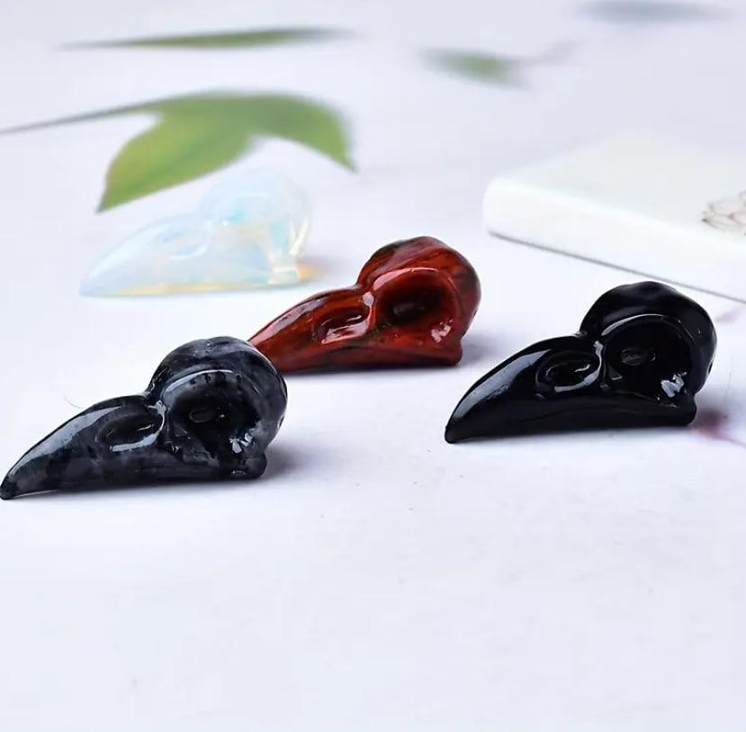 Череп ворона з натурального каменю обсидіану 37 мм, сувенір з обсидіану Київ - фото 3