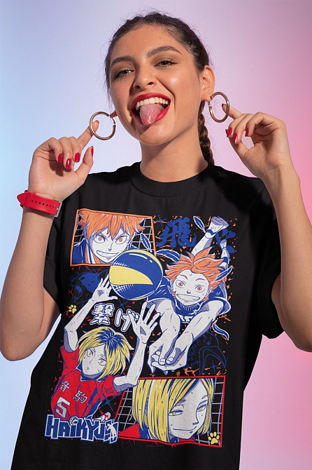 Футболка аниме Хайкю оверсайз (S/M/L) Черний AnimeJ0496 Днепр - изображение 1