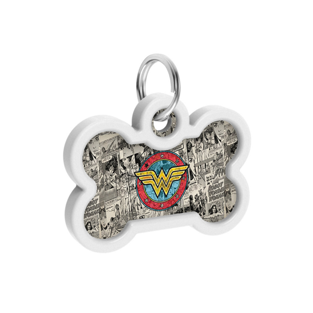 Адресник для собак і котів металевий WAUDOG Smart ID з QR паспортом, малюнок "Чудо-жінка 2", кістка, Д 40 мм, Ш 28 мм Київ - фото 4