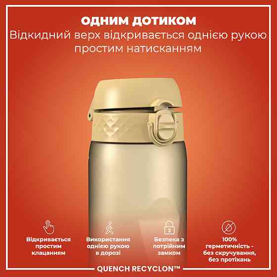 Пляшка для води спортивна Пляшка для тренувань Фітнес пляшка для води ION8 1000 мл Бежева Київ