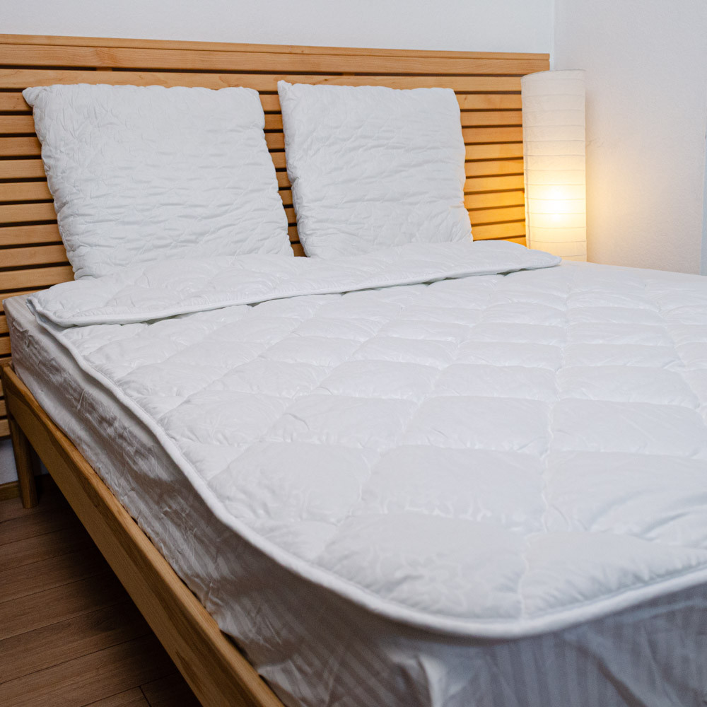 Ковдра силіконова зимова поліестер GM Textile полуторна 140х205 см (Білий) Суми - фото 1