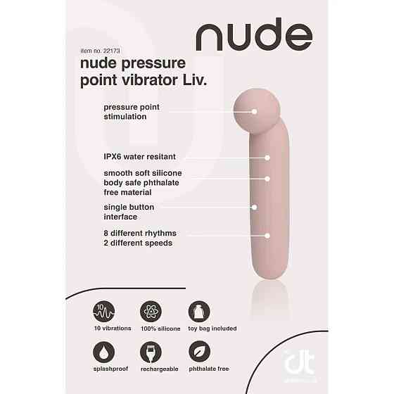 Точковий вібратор NUDE LIV у форматі тревел, рожево-бежевий Sex Aura Київ