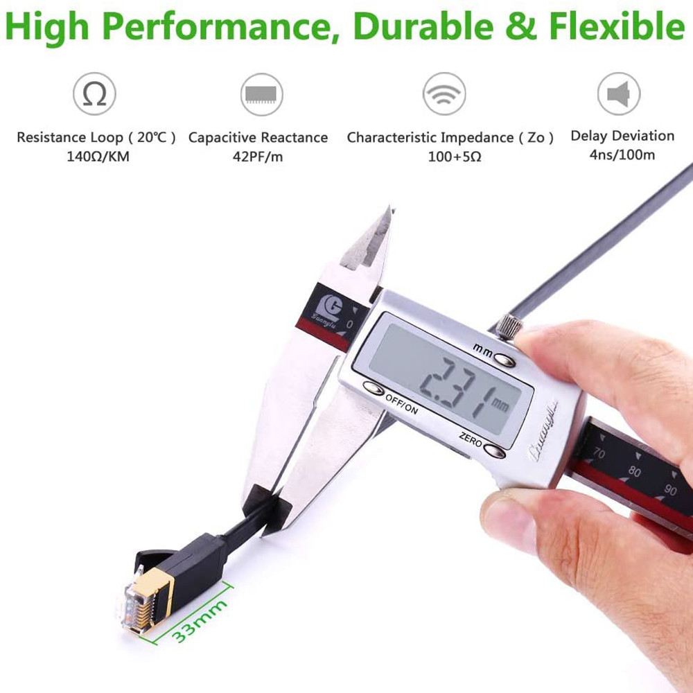 Патч-корд Ugreen NW106 прямий U/FTP (STP) мережевий кабель Ethernet Cat7 11260 (Чорний, 1 м, Плоский) Миколаїв - фото 8