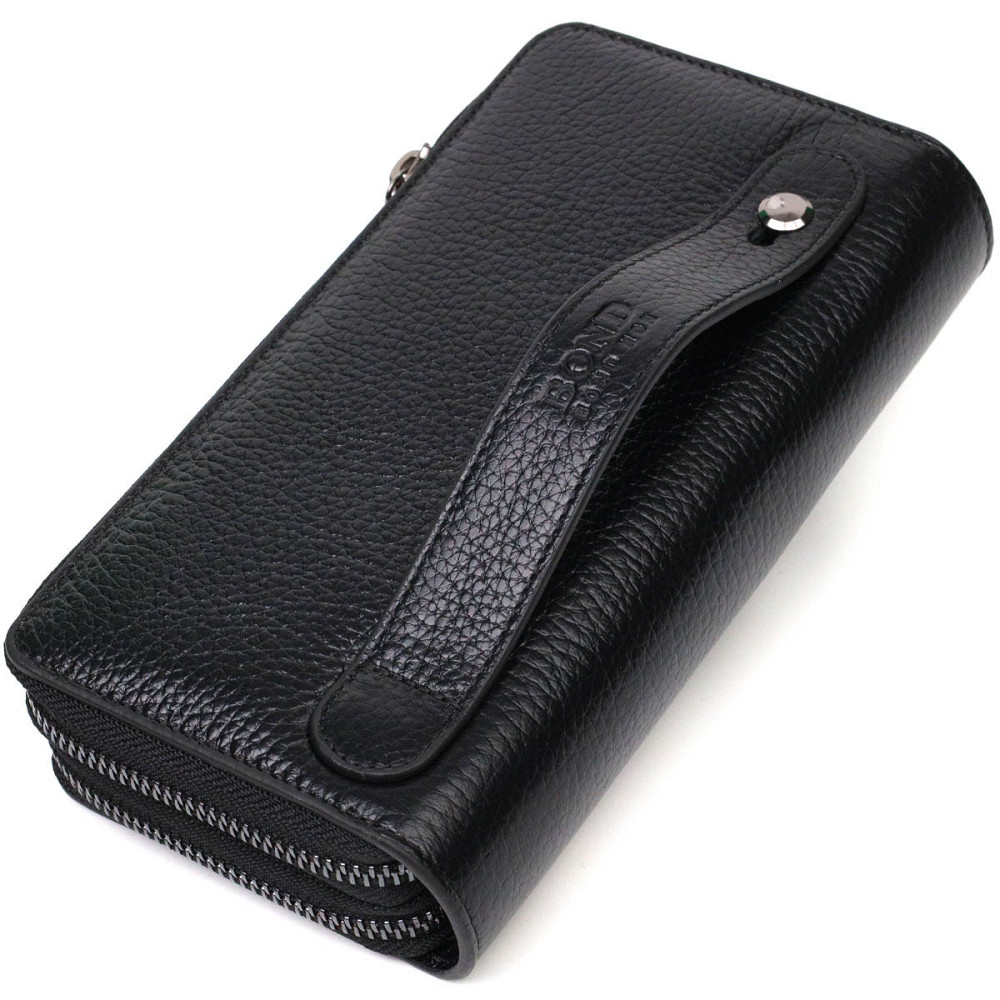 Практичний чоловічий клатч із двома відділеннями з натуральної шкіри BOND 22027 Чорний Київ - фото 2