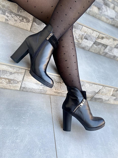 Черевики жіночі D and V чорні натуральна шкіра висота каблука 9см розмір 40 (1221) Коломия - фото 3