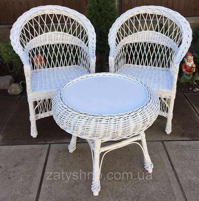 Белая мебель с журнальным столом | мебель из лозы белая с 2 креслами| мебель белая из ротанга Киев - изображение 3