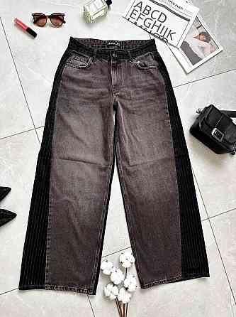 Жіночі стильні комбіновані джинси super wide leg 38 Одеса