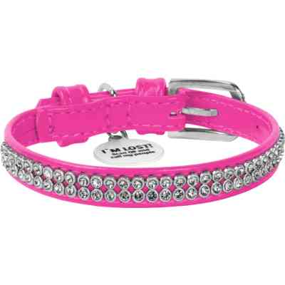 Нашийник для тварин WAUDOG Glamour з QR-паспортом "Стрази" XS Ш 9 мм рожевий (33067) Вінниця