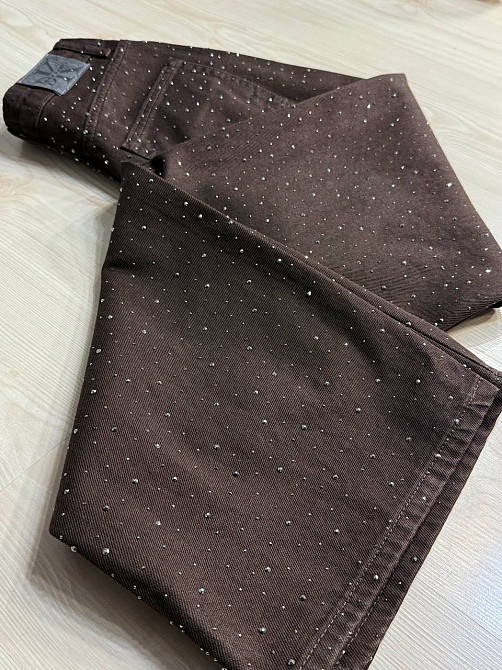 Джинси жіночі Dk-49 1720 Palazzo Baggy з камінцями широкі коричневі, коричневий, 40, 40, 81 см, 117 см Київ - фото 12
