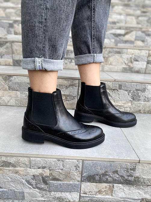 Черевики жіночі Milanti чорні натуральна шкіра весна-осінь висота 12см розмір 38 (3144) Коломыя - изображение 7