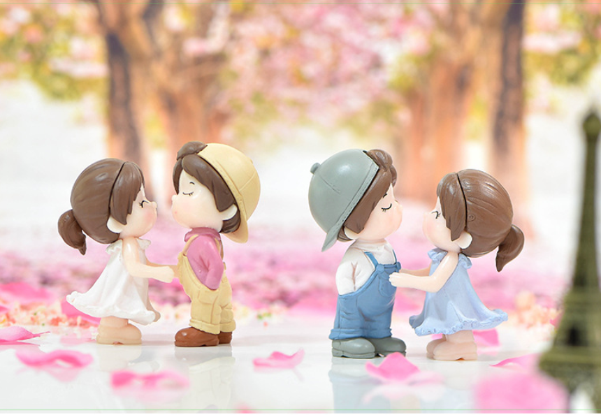 Декоративні садові фігурки Закохана пара для флораріуму кашпо міні саду мікроландшафту рокарія Блакитний Одеса - фото 4