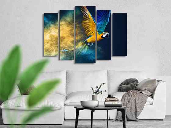 Модульна картина у вітальню / спальню Барвистий папуга Art-299_5 ( 80х118см ) Київ