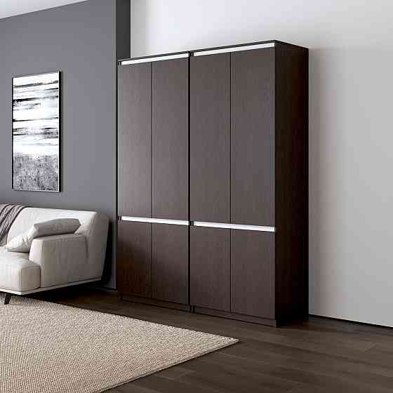 Шкаф для одежды VAYS, со штангой и полками, комплект из 2 шкафов R10+R24 Венге Темный-Белые планки Львов