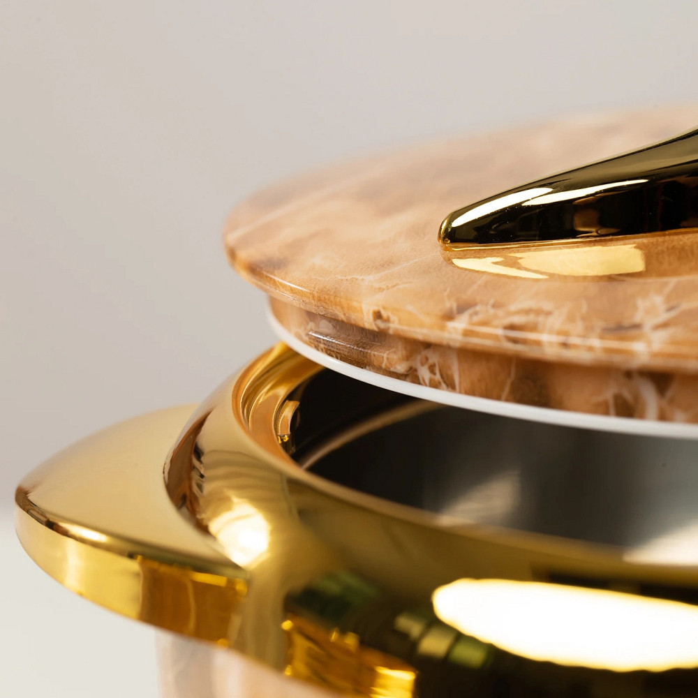 Набор термосов для еды 3в1 термоконтейнеры для сервировки стола, для хранения горячей и холодной пищи 2.5-2-1.5 л,коричневый Каменец-Подольский - изображение 2