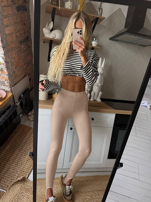 Жіночі трендові лосини зі штрипками пума Беж, 46/48 Одеса - фото 4