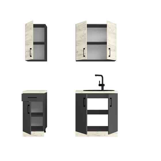 Кухня модульна Еверест Оптіма набір №1 Дуб крафт білий+Антрацит 1,8 м (без стільниці) (DTM-5689) Львів