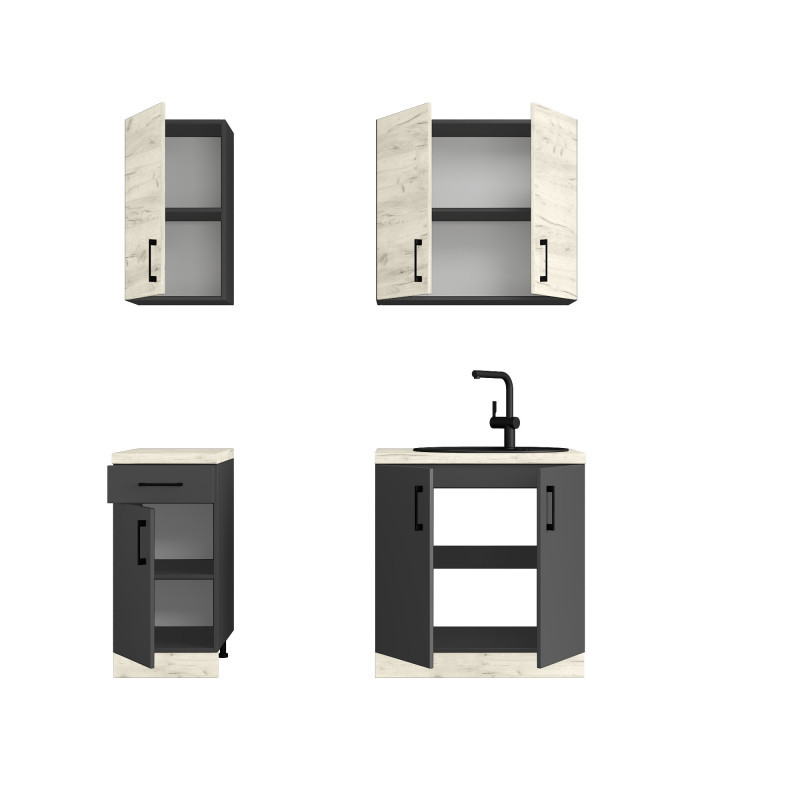 Кухня модульна Эверест Оптима набор №1 Дуб крафт белый+Антрацит 1,8 м (без столешницы) (DTM-5689) Львов - изображение 3