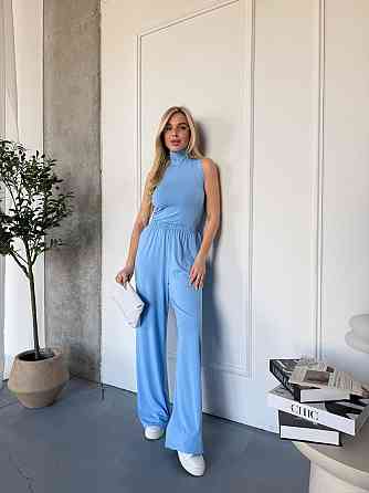 Женский базовый костюм двойка: топ американка и штаны палаццо вискоза Одесса