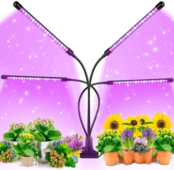 Світлодіодна фітолампа GrowLight 85 LED 4 головки Full Spectrum з таймером 4/8/12 год, пультом, регульованим штативом USB Київ
