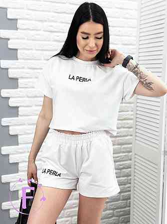 Костюм спортивний з шортами "La perla" оптом | Розпродаж моделі Білий, 46-48 Київ