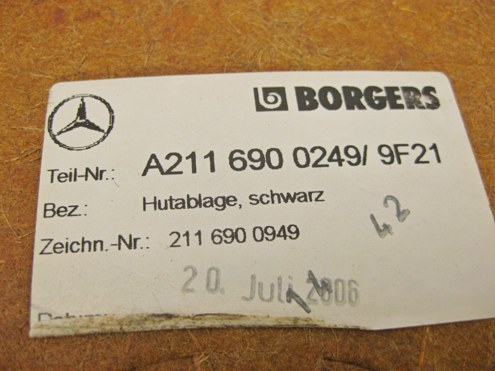 Mercedes-Benz  A2116900249 9F21 Задня полиця чорна E-Class W211 Одесса - изображение 10