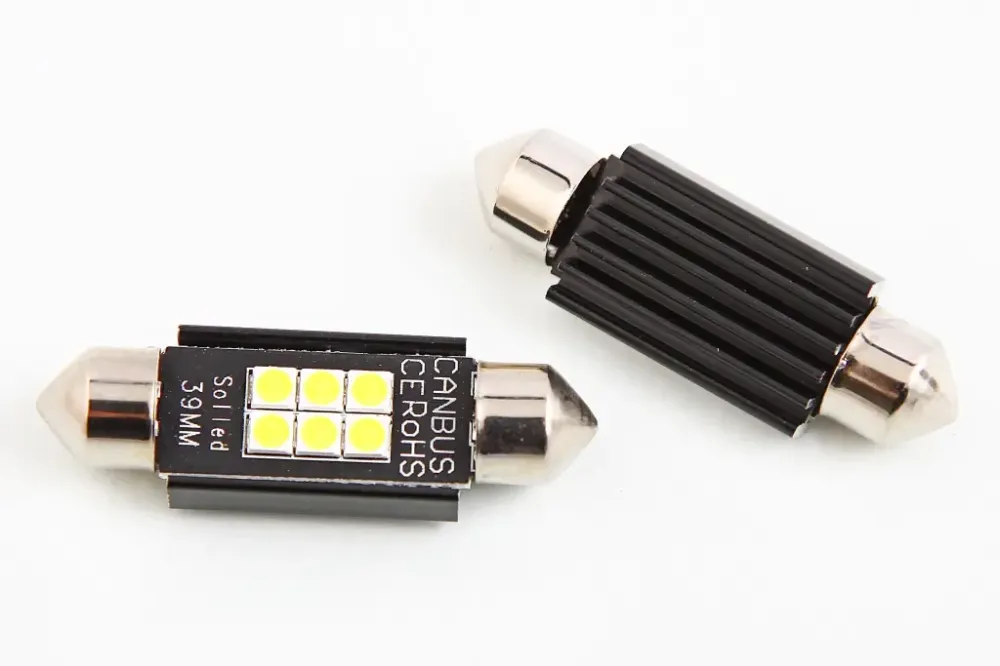 Лампа диодная 12В салона 39мм  6-SMD 3030 CAN с радиатором Cyclone (2 шт.) Винница - изображение 1