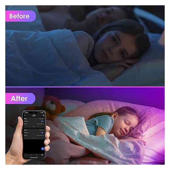Світлодіодна стрічка LED стрічка HOVVIDA RGB 5 м 150 LED 30 LED/м керування APP пульт 44 клавіші музичний режим мікрофон таймер Київ