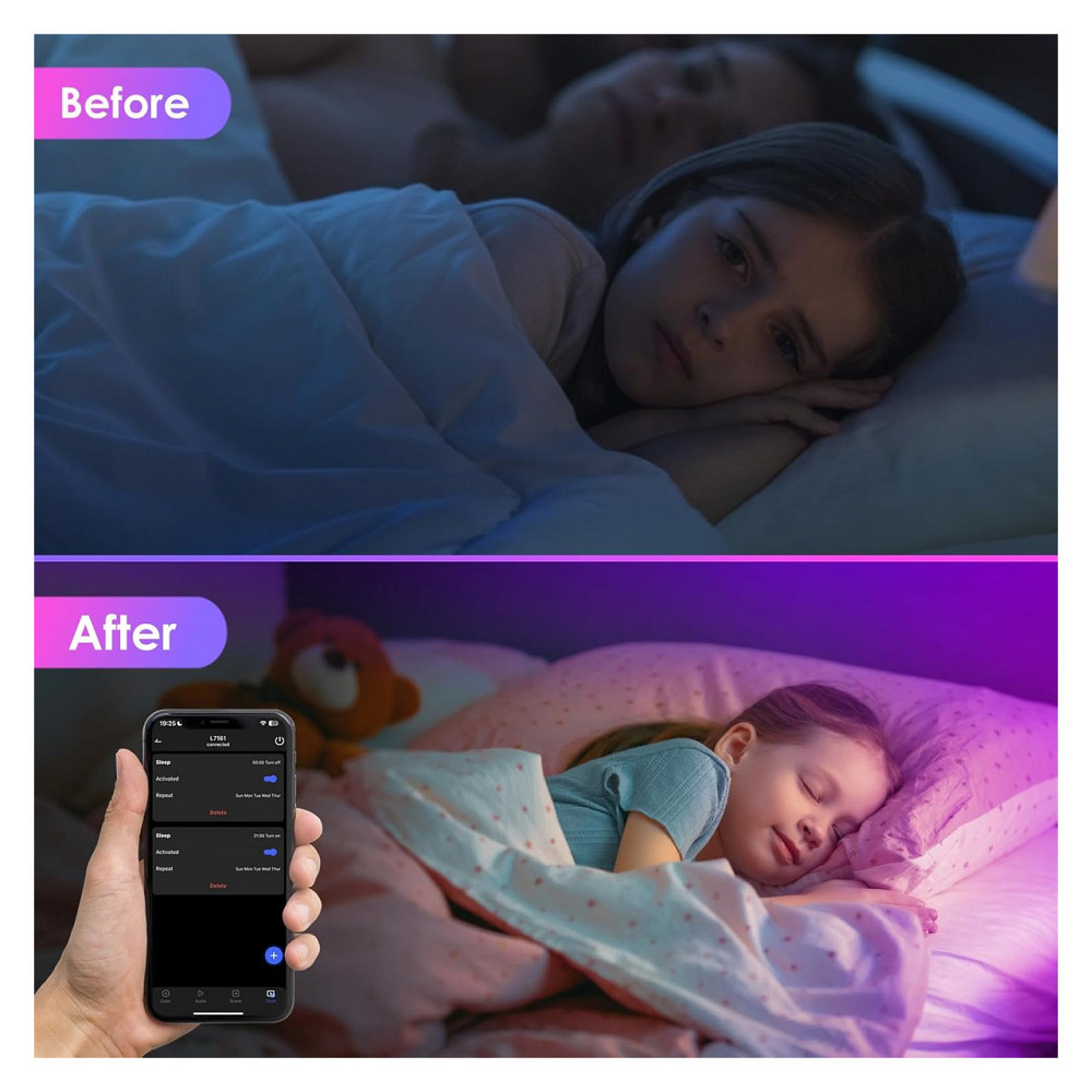 Світлодіодна стрічка LED стрічка HOVVIDA RGB 5 м 150 LED 30 LED/м керування APP пульт 44 клавіші музичний режим мікрофон таймер Київ - фото 4