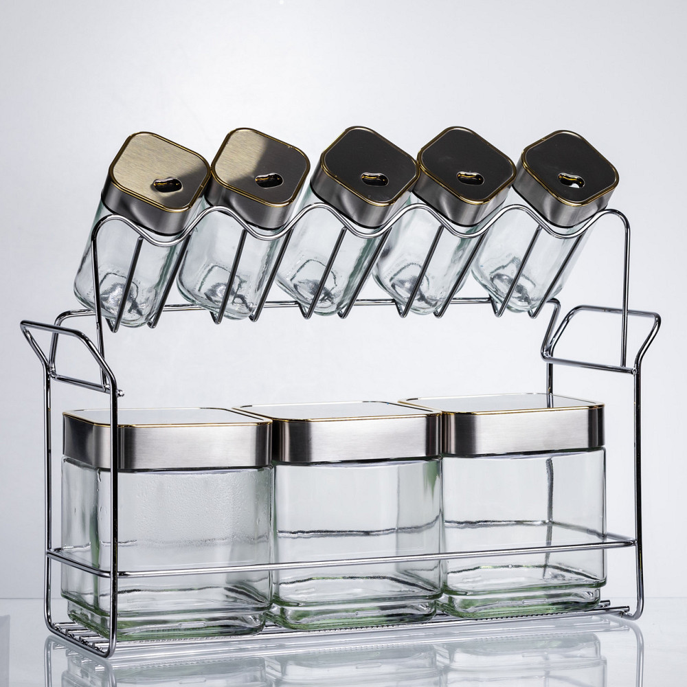 Набір ємностей для зберігання 8 штук по 100/700 мл на металевій підставці HP-1347 Київ - фото 7