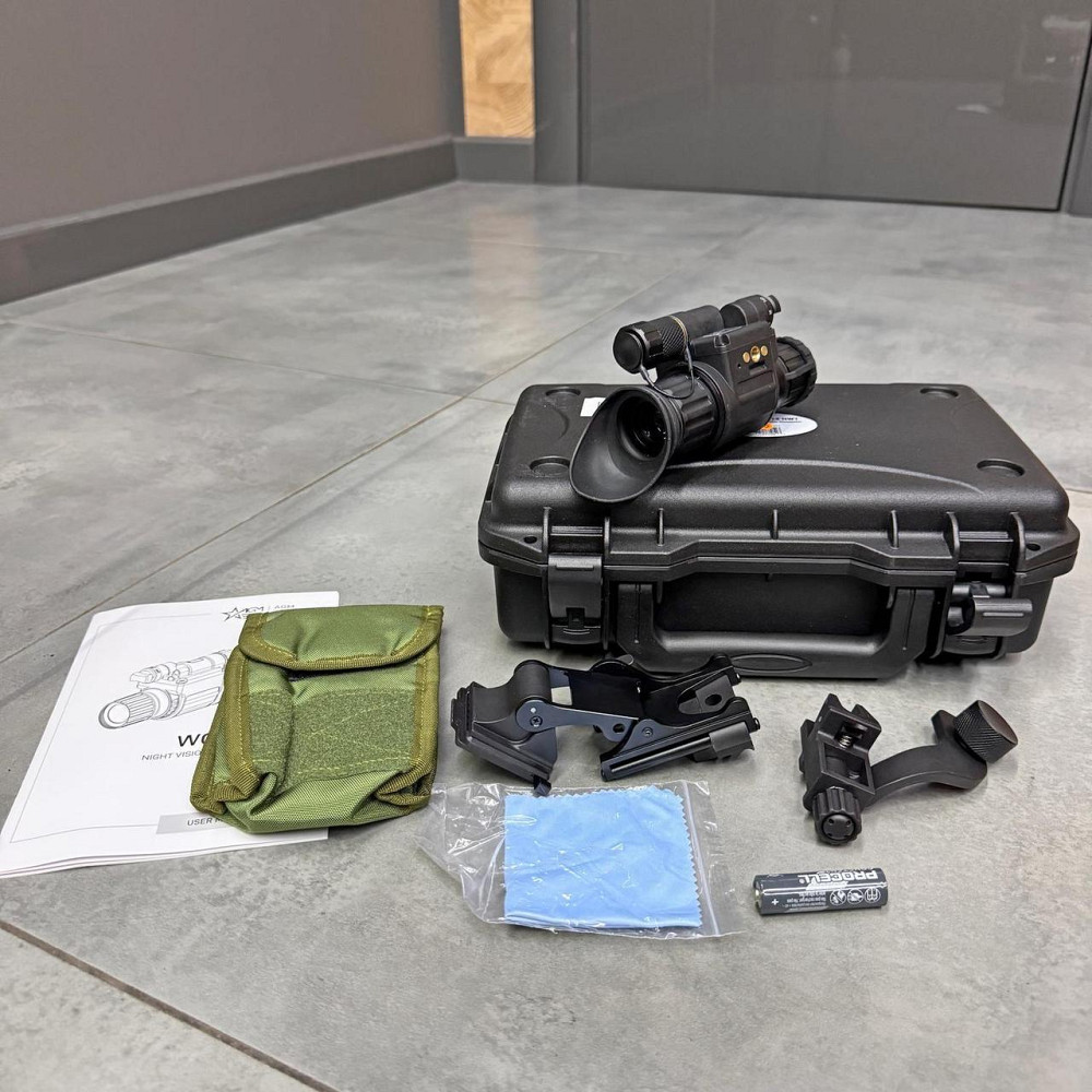 ПНВ, Монокуляр ночного видения AGM WOLF-14 NW1, белый люминофор, крепление на шлем, футляр Киев - изображение 9