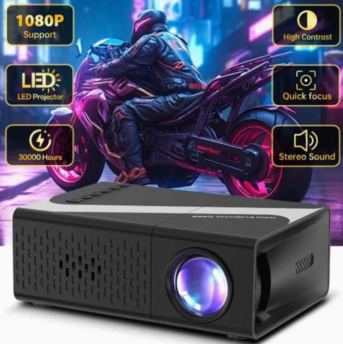 Портативний 4K HD міні-проектор з RGB підсвіткою — домашній кінотеатр Київ - фото 4