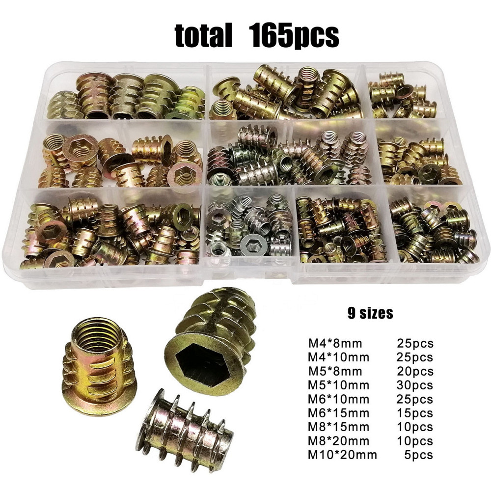 Набор мебельных муфт 165шт M4 M5 M6 M8, резьбовые вставки для дерева, крепеж мебельный Киев - изображение 1
