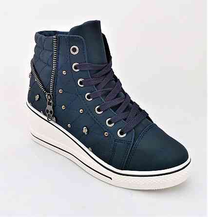 Жіночі Снікери Кросовки на Танкетці Сині Слітони Мокасини на Платформі (розміри: 37,38,39) Дніпро