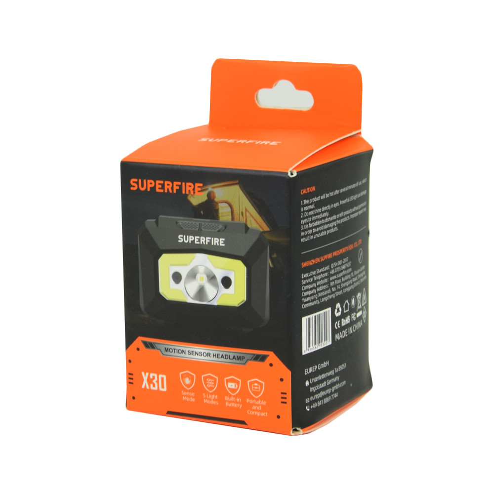 Налобний LED+COB ліхтар Superfire X30 з датчиком руху і потужністю 5 Вт, що перезаряджається Киев - изображение 5
