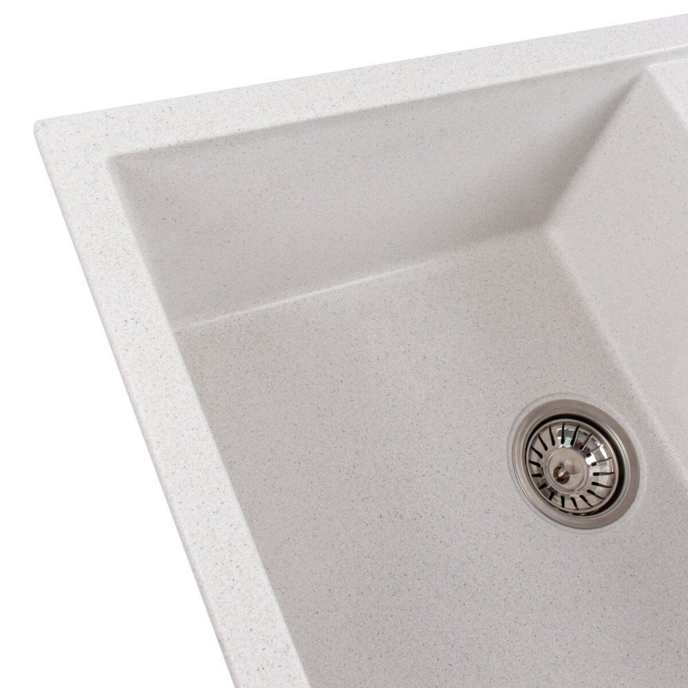 Гранітна мийка для кухні VALESO SELENA 7950 матова Біла в крапку Коломия - фото 2