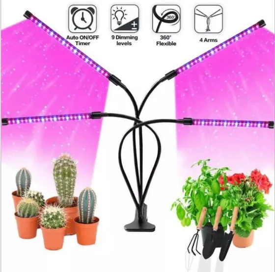 Світлодіодна фітолампа GrowLight 85 LED 4 головки Full Spectrum з таймером 4/8/12 год, пультом, регульованим штативом USB Київ