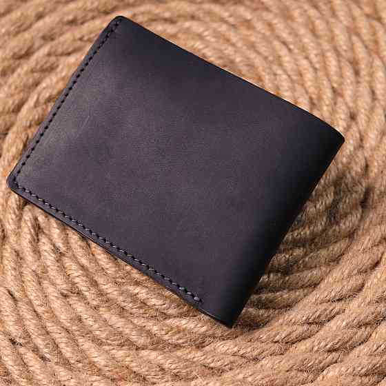 Матовое кожаное портмоне в два сложения Черный (GRANDE PELLE) Киев