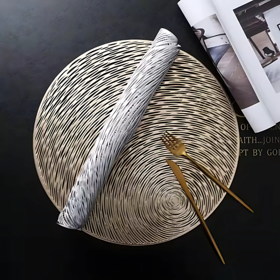 Сервировочная салфетка круглая под горячее, салфетка , коврик сервировочный золотистый набор 2 шт Каменец-Подольский