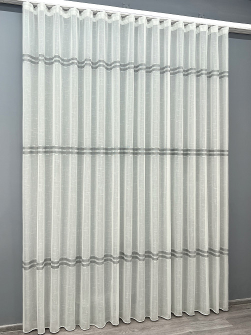 Тюль VR-Textil 2087т Мережка Льон Молочний з сірим 400х270 см (42-1298) Київ - фото 3