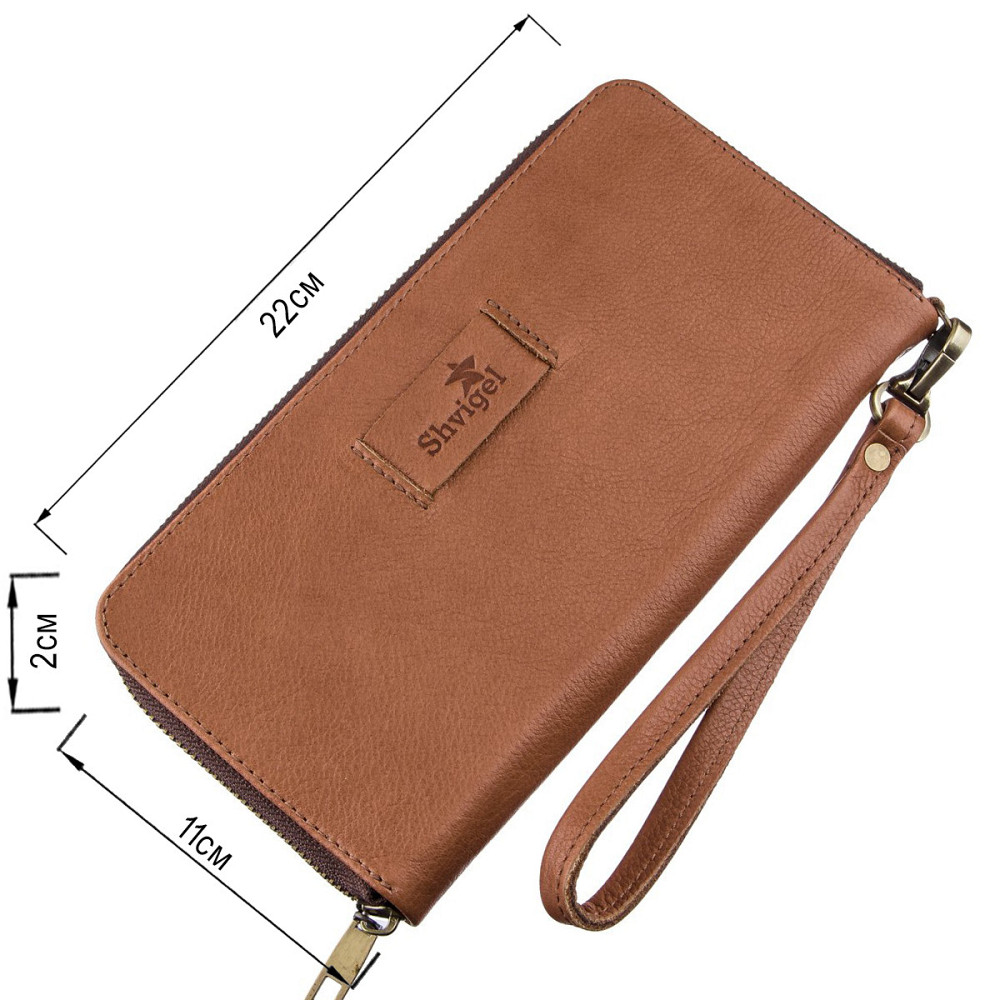 Чоловічий шкіряний клатч SHVIGEL 19122 Коричневий Київ - фото 3