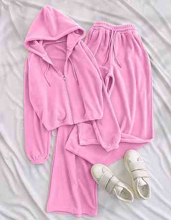 Женский прогулочный костюм двойка турецкий велюр Розовый, 42/46 Одесса