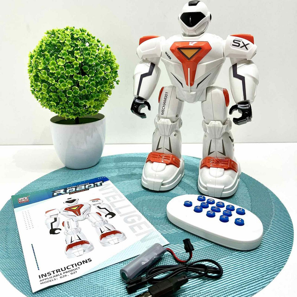 Робот на пульті керуванні танцює музика звук на англійській світ програмований Білий з помаранчевим (G26) Чернігів - фото 1