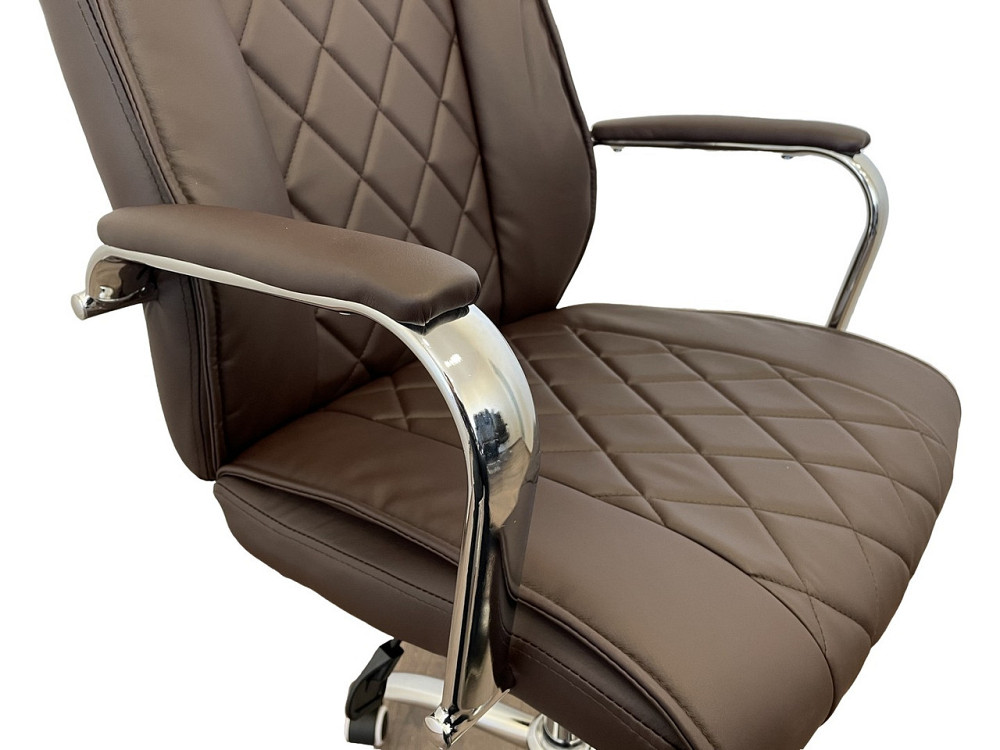 Офисное кресло руководителя Tehforward Dionis хром Anyfix Коричневый Киев - изображение 5