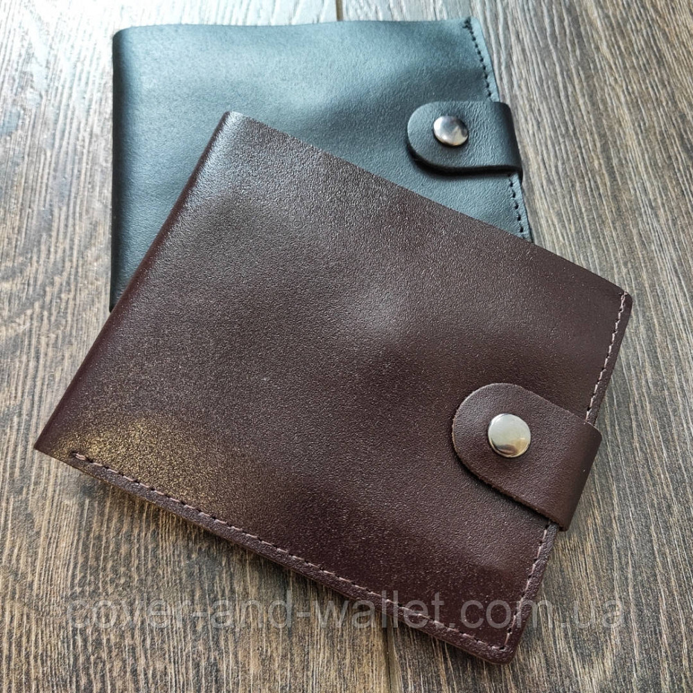 Тонкий шкіряний чоловічий гаманець на кнопці ST Leather Київ - фото 8