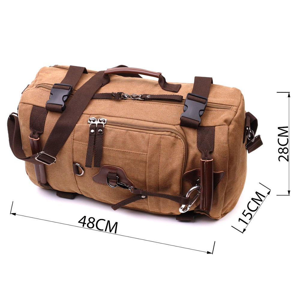 Сучасний рюкзак-трансформер у стилі мілітарі із щільного текстилю Vintage 22160 Коричневий Київ - фото 4