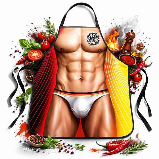 Фартук мужской с приколом с принтом мускулистого торса 73 на 57 см разноцветный Киев