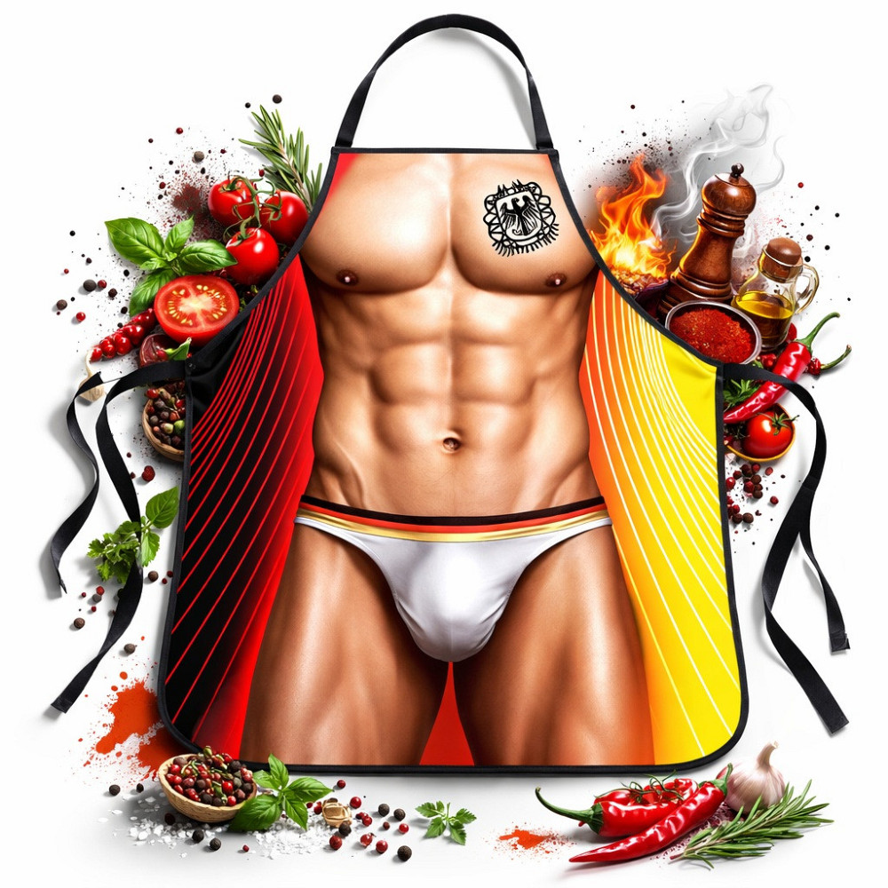 Фартук мужской с приколом с принтом мускулистого торса 73 на 57 см разноцветный Киев - изображение 5