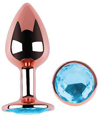 Анальная пробка с кристаллом EGZO - Rose Gold Round Plug Aqua size S Sex Aura Киев
