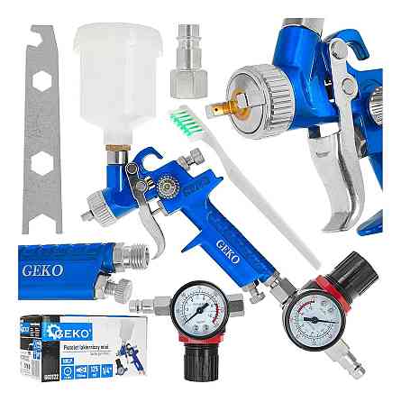 МініПульверизатор "GeKo" HVLP, бачок верхній 125 мл з регулятором тиску, сопло 0,8 мм, з'єднання 1/4 дюйма Стрый