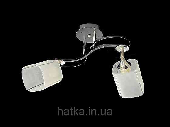 Люстра потолочная классическая на 2 плафона металл и стекло VALESO 2438D/2 Черный+Хром Киев